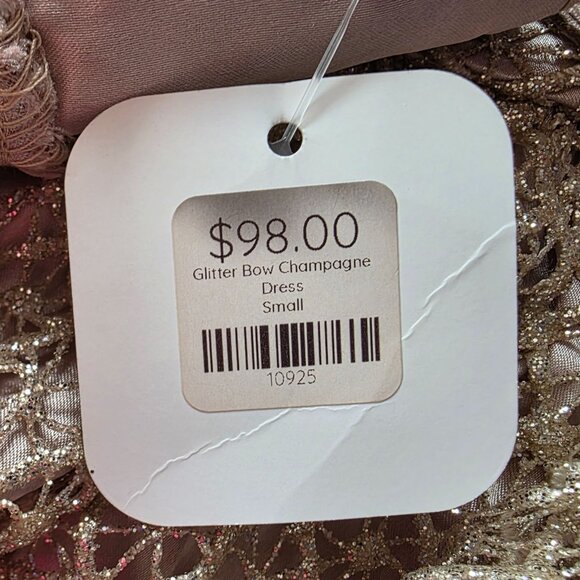 NEW Storia Womens Small Dress Glitter Bow Champagne Mini Bubble Dress Party - Picture 12 of 13